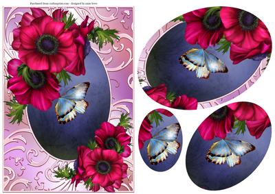 Anemones & Shimmering Frame Oval Pyramid