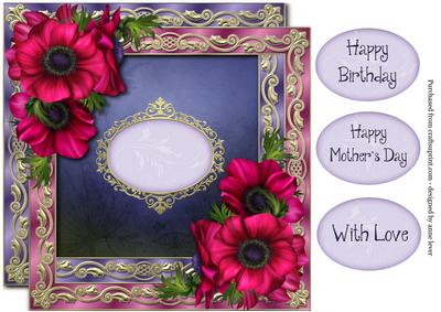Double Satin Square Frame & Anemones