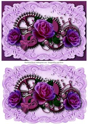Steampunk Cogs & Purple Roses + Extra Plaque