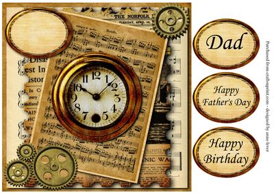 Male Newspaper, Clock, Cogs & Sheet Music