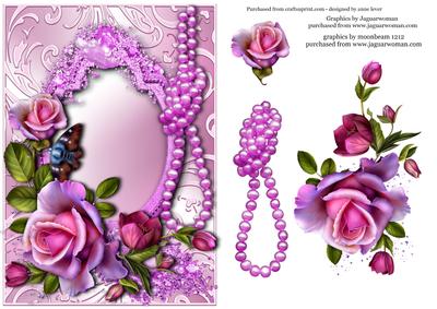 Romantica Roses & Pearls on a Shimmering Frame