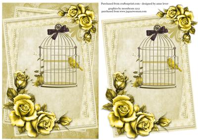 Birdcage and Roses in Lemon