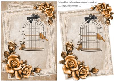 Birdcage & Roses in Sepia