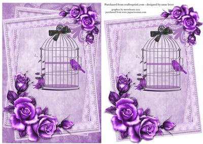 Birdcage & Roses in Purple
