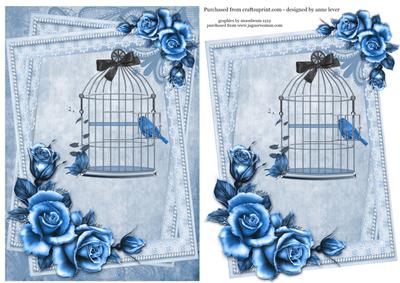 Birdcage & Roses in Blue