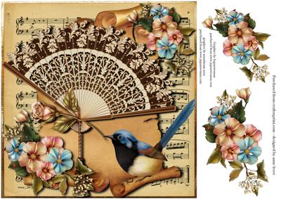 Shabby Chic Sheet Music & Vintage Fan