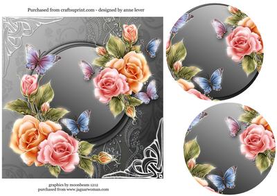 Rosy Glow Roses Large Square Topper