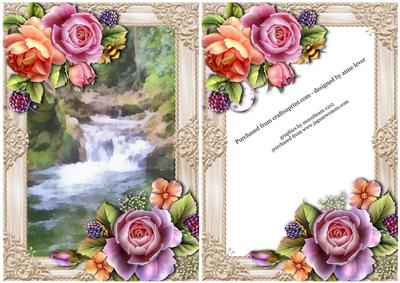 English Roses & Watercolour Waterfall + Extra Frame