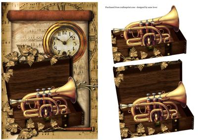Vintage Trumpet & Sheet Music + Easy Decoupage