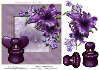 Angel of Light - Candle & Lilies - Purple
