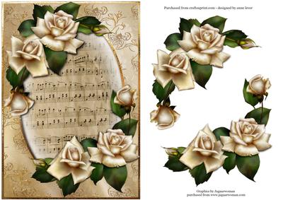 Antique Ivory Roses & Sheet Music