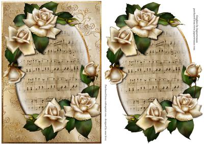 Antique Ivory Roses & Sheet Music + Extra Plaque