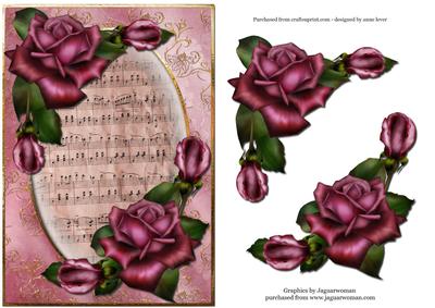 Antique Purple Roses & Sheet Music