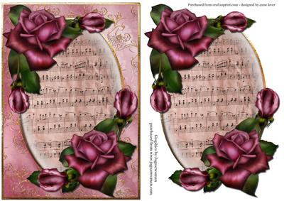 Antique Purple Roses & Sheet Music + Extra Plaque