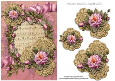 Sheet Music Paper Roses & Pink Roses