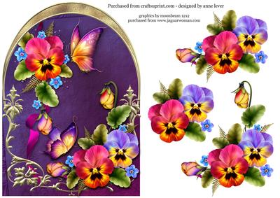 Beautiful Pansies Arched Topper + Decoupage