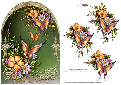 Petals and Wings Arched Topper + Decoupage