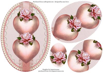 Cameo Rose Hearts, Lace & Pearl Oval Pyramid