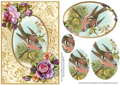Vintage Chaffinch & English Roses Pyramid