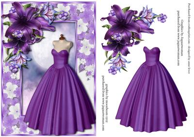 Rich Purple Ballgown & Deep Purple Lilies