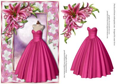 Hot Pink Ballgown & Stargazer Lilies