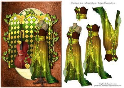Beautiful Yellow Roses Dress & Cello + Decoupage