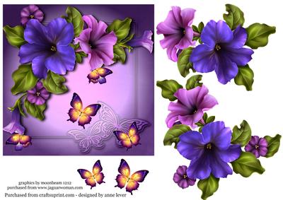Pretty Purple Petunias & Butterflies