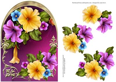 Pretty Petunias Arched, Shaped Topper