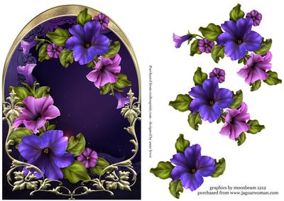 Purple Petunias Arched, Shaped Topper