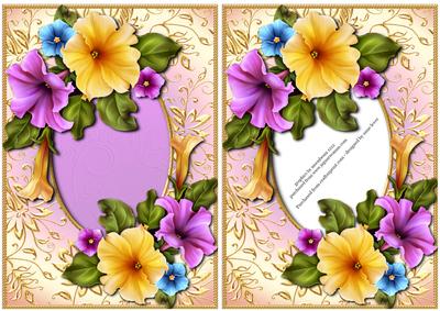 Pretty Petunias & Golden Frame + Extra Frame