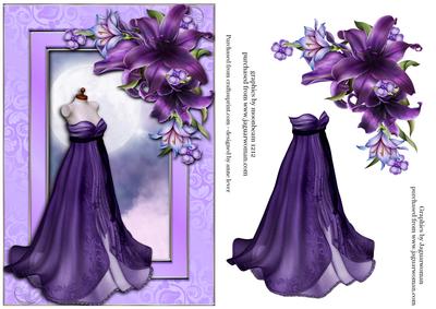 Flowing Purple Dress & Deep Purple Lilies