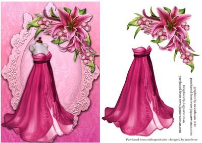 Hot Pink Flowing Dress & Stargazer Lilies