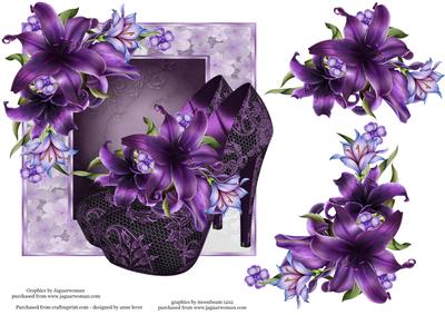 Purple Lilies & Diva Shoes Over the Edge Topper