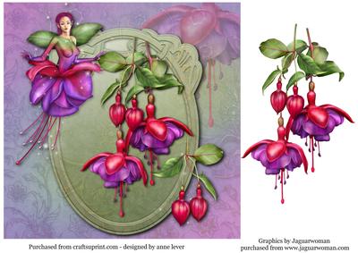 Fuchsia Fairy & Fuchsias Square + Decoupage