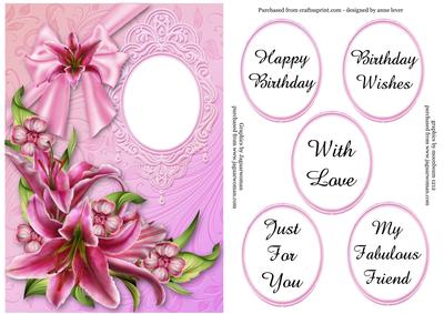 Stargazer Lilies & Bow Quick Card