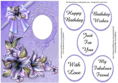 Gorgeous Purple Lilies & Bow Quick Card