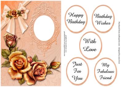 Sunset Roses & Bow Birthday - Quick Card