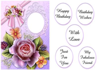 English Roses & Bow Birthday - Quick Card