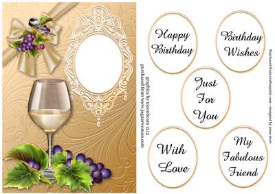 White Wine Glass & Bow - Quick Card Front
