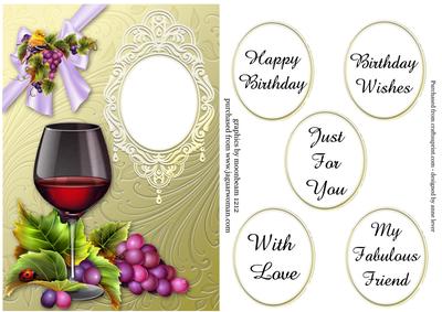 Red Wine Glass & Bow - Quick Card Front