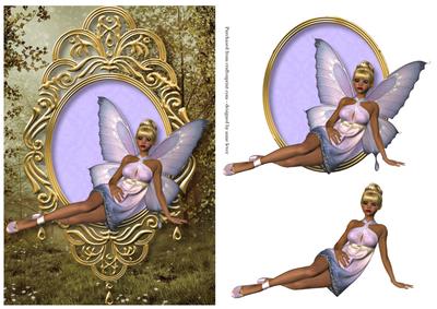 Reclining Lilac Forest Fairy + Decoupage