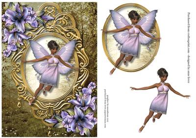 Beautiful Forest Fairy & Purple Lilies