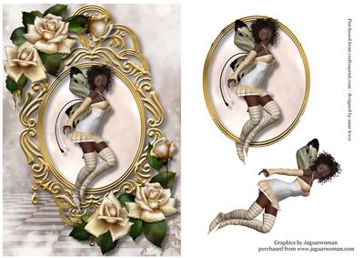 Beautiful Dark Skinned Fairy & Cream Roses