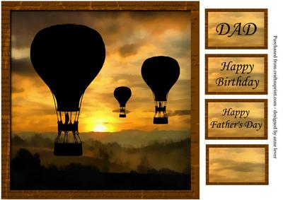 Vintage Hot Air Balloon - Silhouette Sunset
