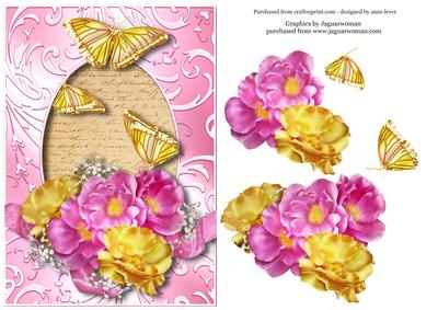 Gilded Butterflies & Roses on a Shimmering Frame