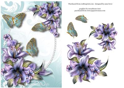 Gilded Butterflies & Purple Lilies