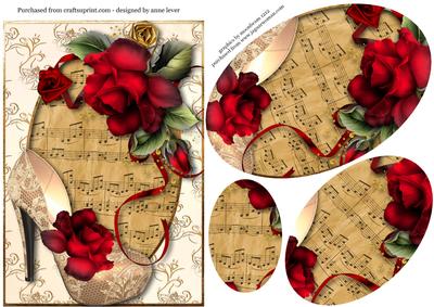 Drama Roses, Lace Shoe & Sheet Music Pyramid