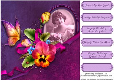 Vintage Portrait & Beautiful Pansies