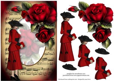 Ava with Red Roses & Sheet Music