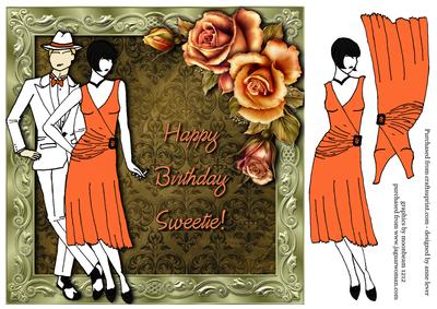 1920's Lady & Gent 'happy Birthday Sweetie'